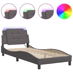 vidaXL Cadre de lit avec LED sans matelas Zadar gris 80x200 cm