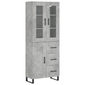 vidaXL Buffet haut Gris b&eacute;ton 69,5x34x180 cm Bois d'ing&eacute;nierie