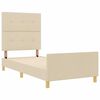 vidaXL Cadre de lit avec t&ecirc;te de lit Cr&egrave;me 90 x 190 cm tissu