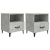 vidaXL Tables de chevet 2 pcs Gris b&eacute;ton Bois d'ing&eacute;nierie