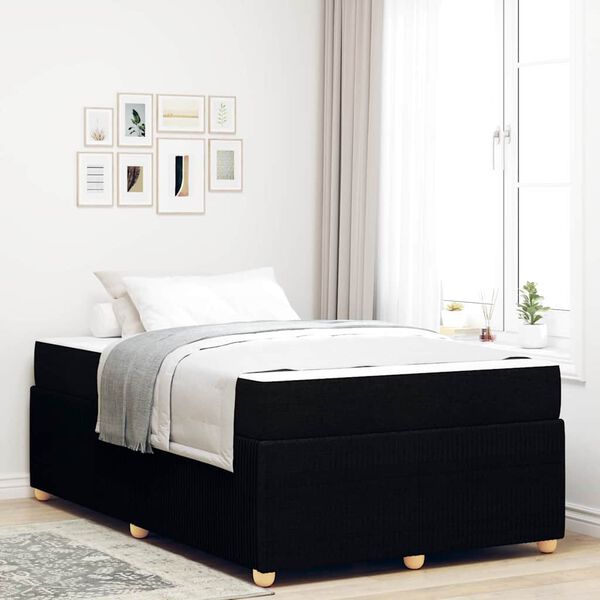 vidaXL Cadre de lit avec matelas Noir 120 x 200 cm tissu
