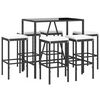 vidaXL Ensemble de bar de jardin 7 pcs avec coussins noir poly rotin