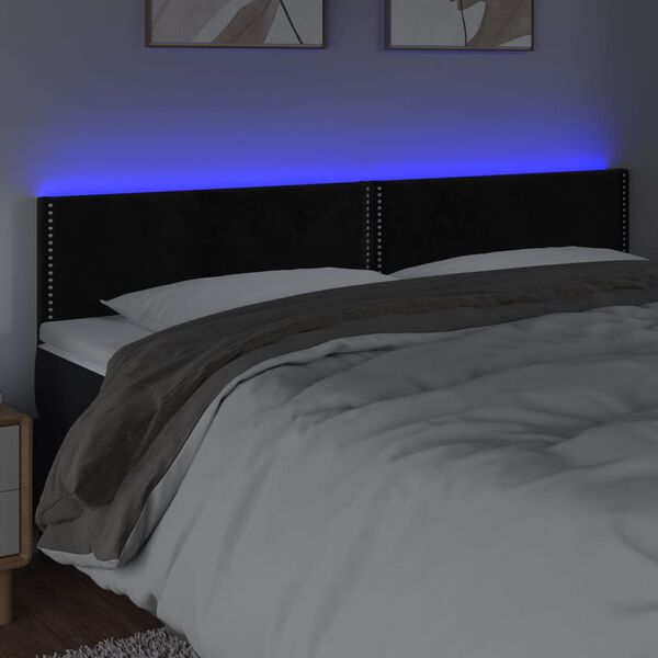 vidaXL T&ecirc;te de lit &agrave; LED Noir 160x5x78/88 cm Velours
