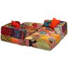 vidaXL Pouf modulaire &agrave; 3 places Patchwork Tissu