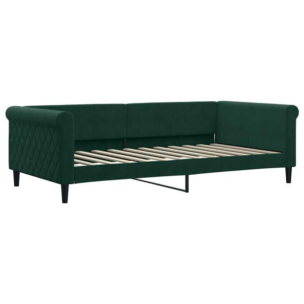 vidaXL Lit de jour et gigogne et matelas vert fonc&eacute; 100x200 cm velours