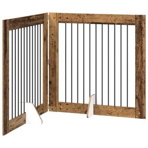 vidaXL Porte de chien pliable avec supports 2 pc Bois ancien 200,5 cm