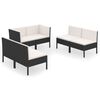 vidaXL Salon de jardin 6 pcs avec coussins r&eacute;sine tress&eacute;e noir