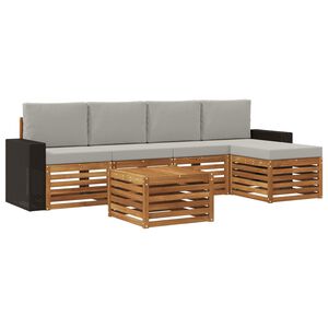 vidaXL Ensemble de canap&eacute;s d'ext&eacute;rieur 6 pc Naturel et gris clair