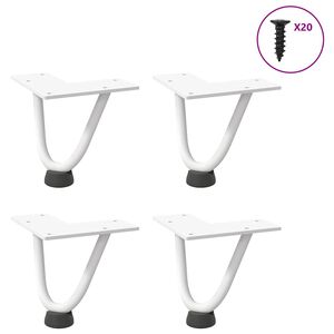 vidaXL Pieds en &eacute;pingle &agrave; cheveux pour table basse 4 pi&egrave;ces Blanc 10 cm Acier massif
