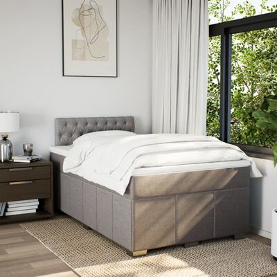 vidaXL Sommier à lattes de lit avec matelas Taupe 120x200 cm Tissu