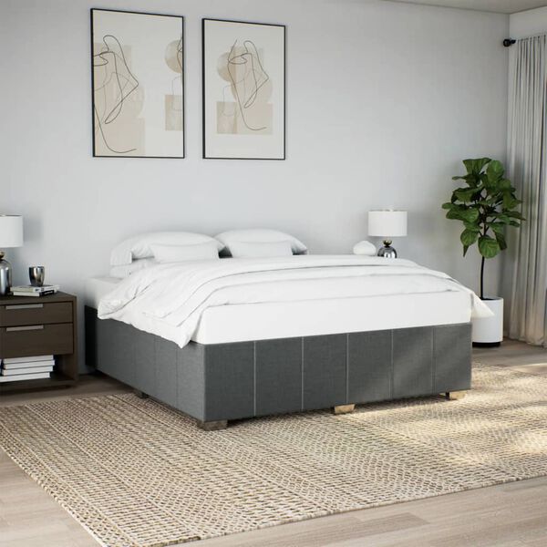 vidaXL Cadre de lit sans matelas gris fonc&eacute; 180x200 cm tissu