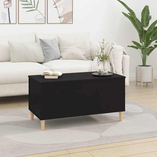 vidaXL Table basse Noir 90x44,5x45 cm Bois d'ing&eacute;nierie