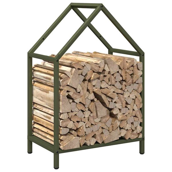 vidaXL Portant de bois chauffage vert olive 40x25x60 cm