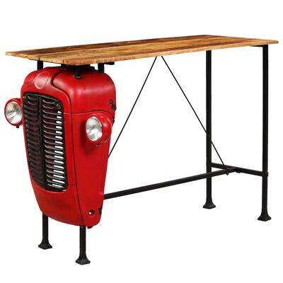 vidaXL Table de bar Bois de manguier 60x150x107 cm Rouge Tracteur