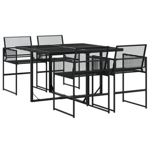 vidaXL Ensemble &agrave; manger de jardin 5 pcs Noir R&eacute;sine tress&eacute;e