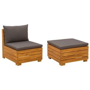vidaXL Ensemble de salon de jardin 2 Pi&egrave;ce Marron Bois d'Acacia Massif