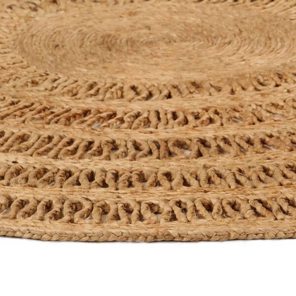vidaXL Tapis Jute tress&eacute; &agrave; la main 180 cm Rond