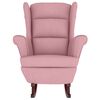 vidaXL Fauteuil à bascule à oreilles en velours rose bois massif
