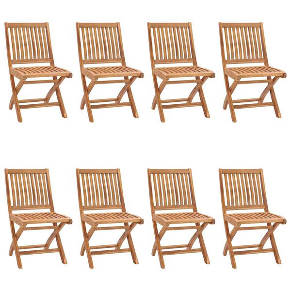 vidaXL Chaises pliables de jardin avec coussins lot de 8 Teck solide