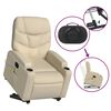 vidaXL Fauteuil inclinable de massage &eacute;lectrique Cr&egrave;me Tissu