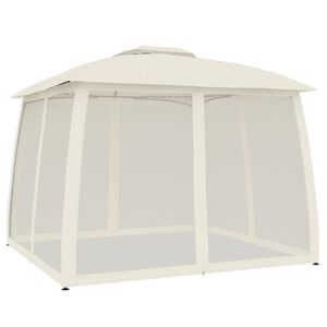 vidaXL Tonnelle avec double toit et parois en filet cr&egrave;me acier