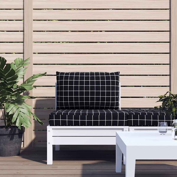 vidaXL Coussins de palette lot de 2 motif &agrave; carreaux noir tissu Oxford