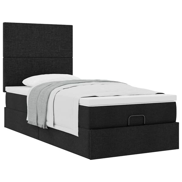 vidaXL Cadre de lit ottoman avec matelas noir 80x200 cm tissu