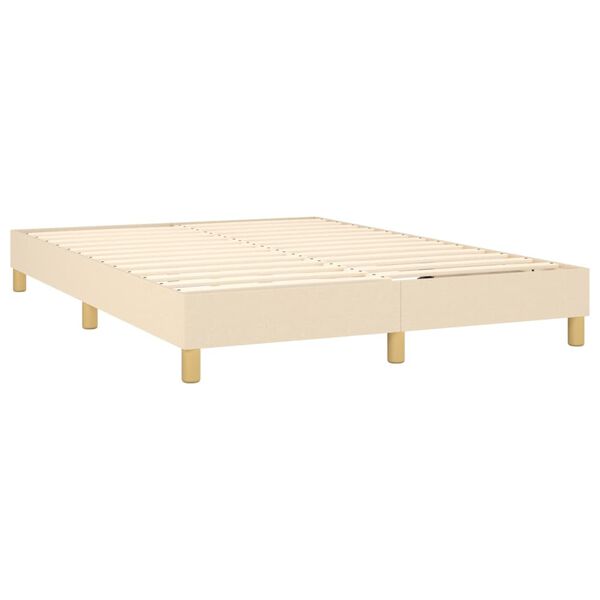 vidaXL Sommier &agrave; lattes de lit avec matelas Cr&egrave;me 140x190 cm Tissu