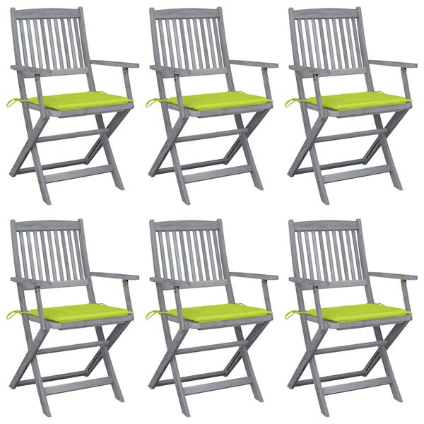 vidaXL Chaises pliables d'ext&eacute;rieur lot de 6 et coussins Bois d'acacia