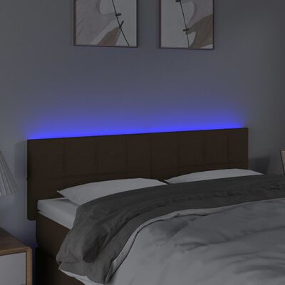 vidaXL Tête de lit à LED Marron Foncé 144x5x78/88 cm Tissu
