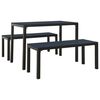 vidaXL Ensemble &agrave; manger de jardin 3 pcs acier et WPC noir