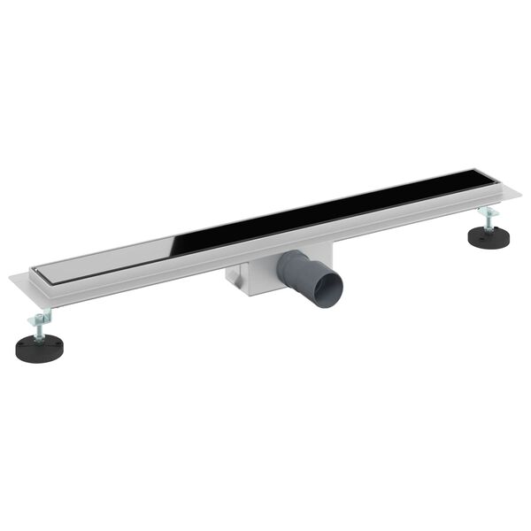 vidaXL Drain de Douche avec Couverture en Verre Noir 80 cm