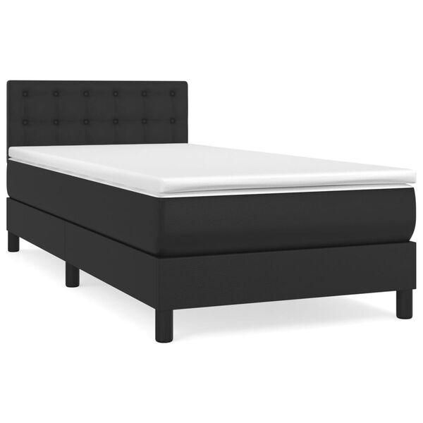 vidaXL Sommier &agrave; lattes de lit avec matelas Noir 90x190 cm Similicuir