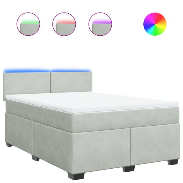 vidaXL Sommier &agrave; lattes de lit et matelas Gris clair 140x200cm Velours