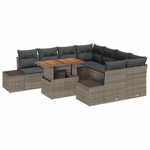 vidaXL Ensemble de salle &agrave; manger pour jardin 9 pcs Gris et marron