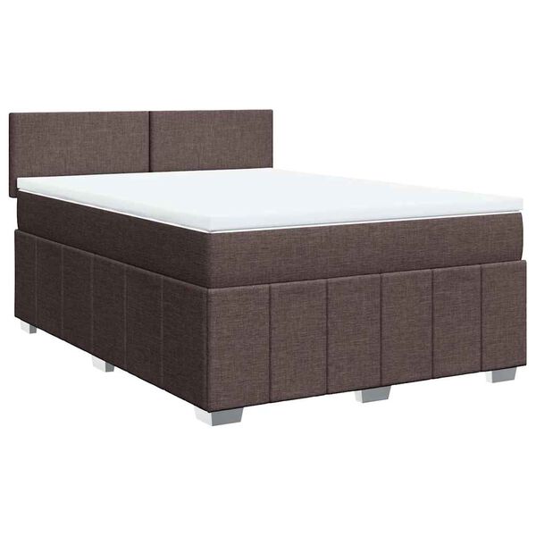 vidaXL Sommier &agrave; lattes de lit avec matelas Marron fonc&eacute; 140x190 cm