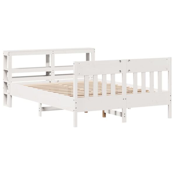 vidaXL Cadre de lit sans matelas blanc 135x190 cm bois de pin massif