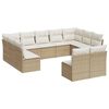 vidaXL Salon de jardin 11 pcs avec coussins beige r&eacute;sine tress&eacute;e