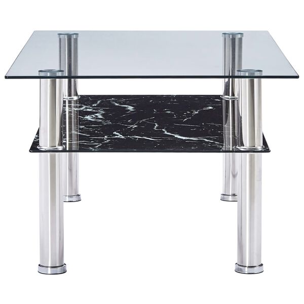 vidaXL Table basse &agrave; l'aspect de marbre Noir 100x60x42 cm Verre tremp&eacute;