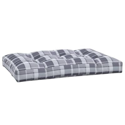 vidaXL Coussin de palette motif à carreaux gris 120x80x12 cm tissu