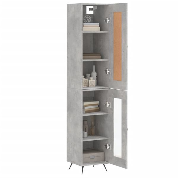 vidaXL Buffet haut Gris b&eacute;ton 34,5x34x180 cm Bois d'ing&eacute;nierie