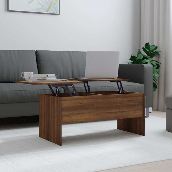 vidaXL Table basse Ch&ecirc;ne marron 102x50,5x46,5 cm Bois d'ing&eacute;nierie