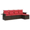 vidaXL Salon de jardin avec coussins 5 pcs marron r&eacute;sine tress&eacute;e