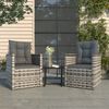 vidaXL Mobilier d'extérieur 3 pcs avec coussins Résine tressée Gris