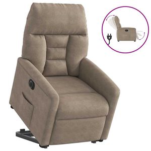 vidaXL Fauteuil inclinable &eacute;lectrique taupe tissu microfibre