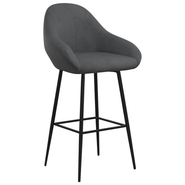 vidaXL Tabourets de bar lot de 2 gris fonc&eacute; velours