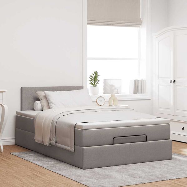 vidaXL Lit ottoman avec matelas et LED Taupe 120x190 cm tissu