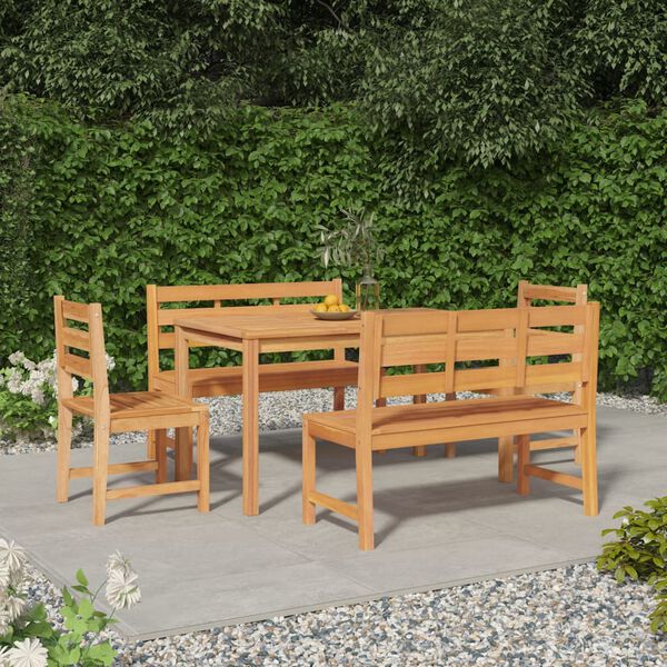vidaXL Ensemble &agrave; manger de jardin 5pcs Bois de teck massif