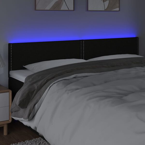 vidaXL T&ecirc;te de lit &agrave; LED Noir 200x5x78/88 cm Tissu