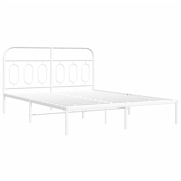 vidaXL Cadre de lit métal sans matelas et tête de lit blanc 150x200 cm